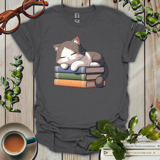 Book Lover Sleeping Kitty T-Shirt