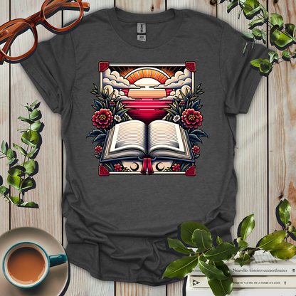 Botanical Vintage Sunset Reading T-Shirt