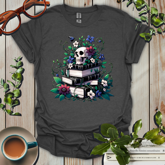 Skull and Books Botanical T-Shirt