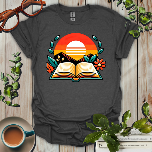 Open Book Botanical Sunset T-Shirt
