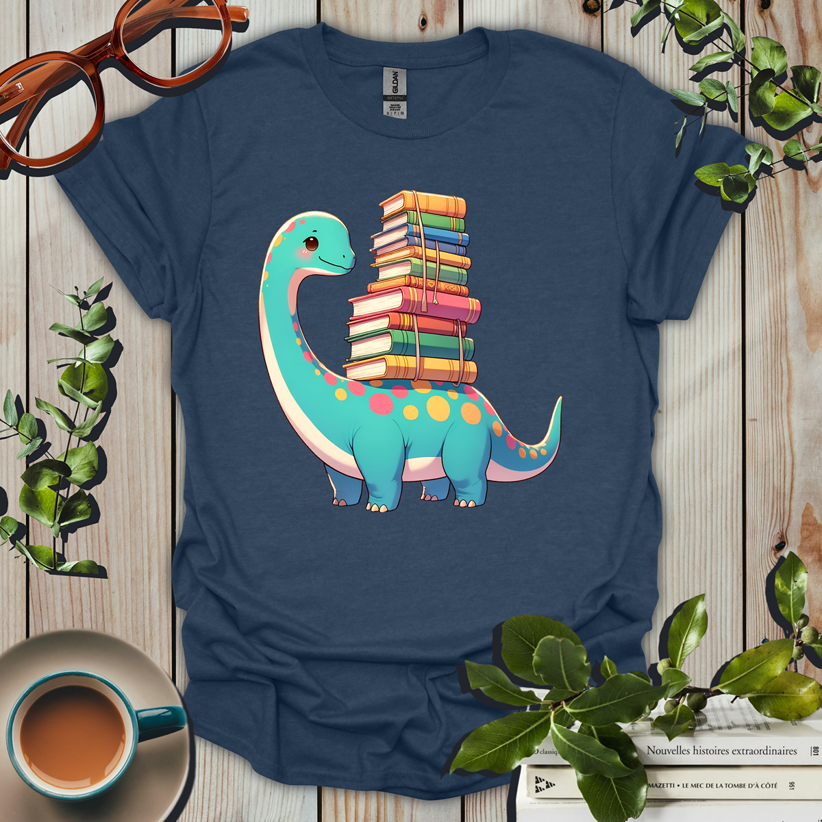 Cute Bookish Dino T-Shirt