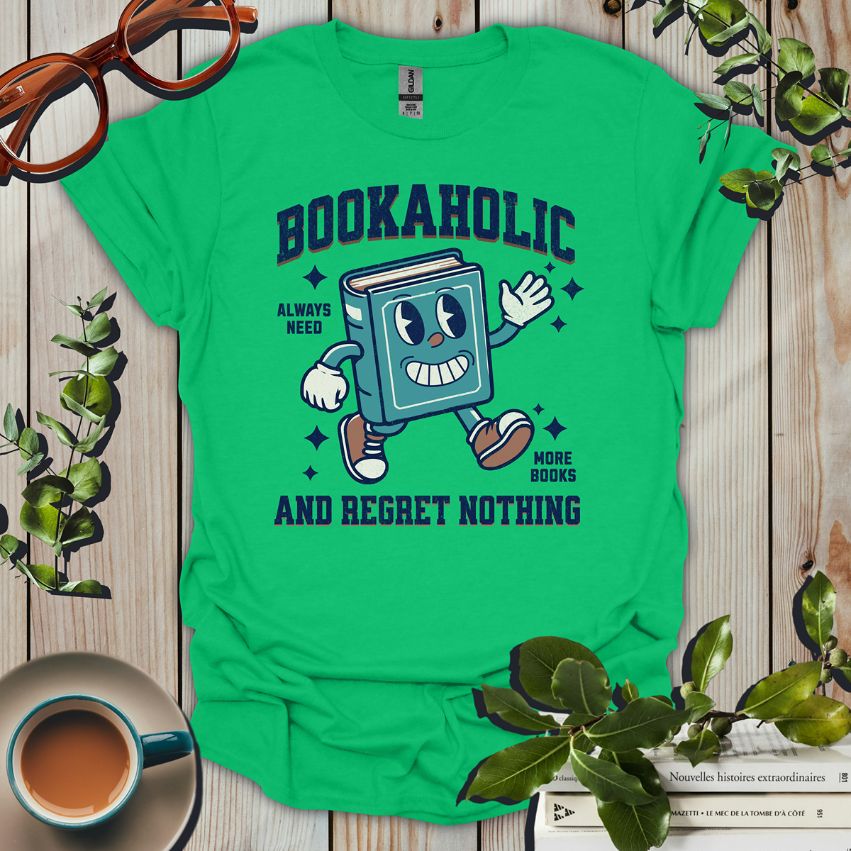 Bookaholic And Regret Nothing Distressed T-Shirt
