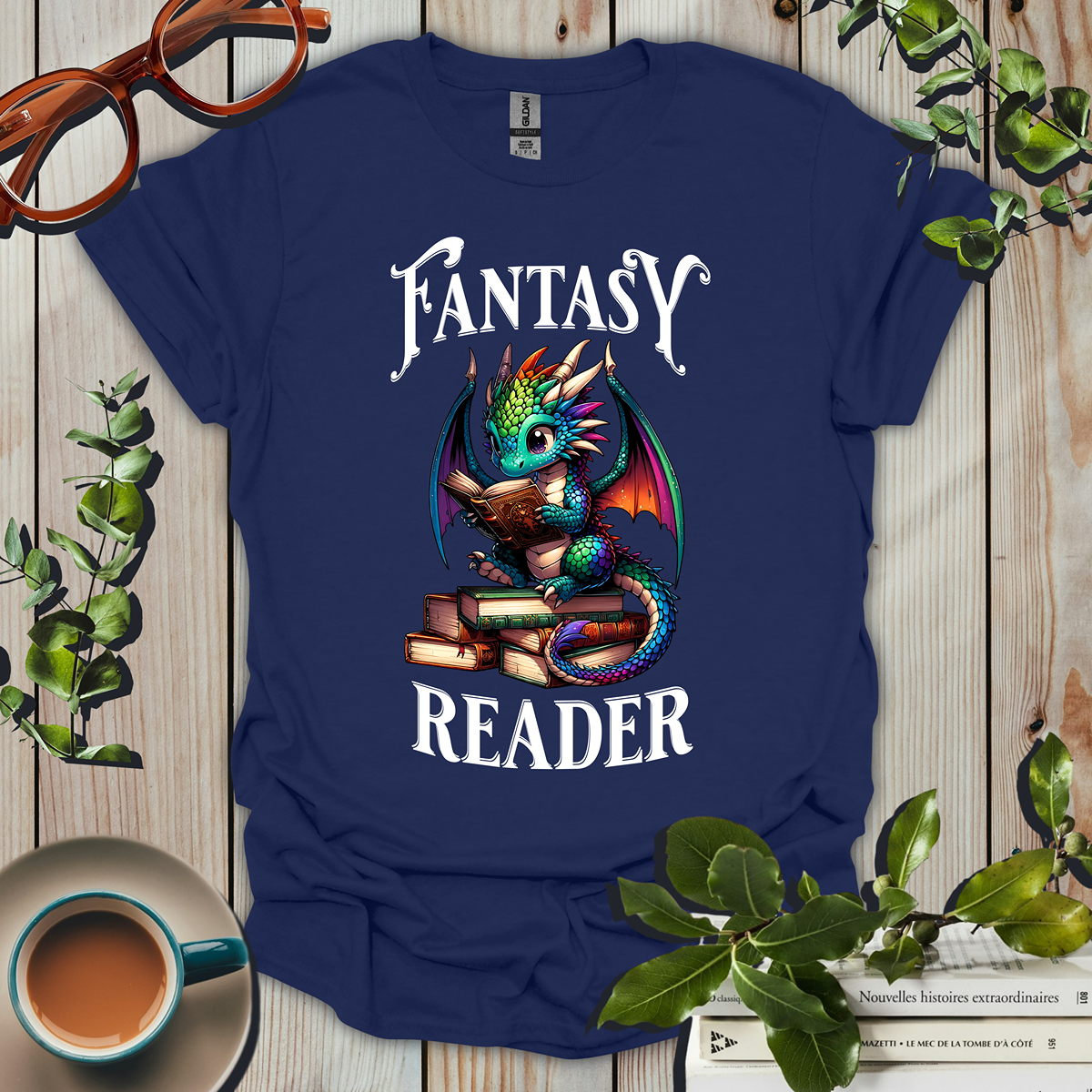 Fantasy Reader Book Dragon T-Shirt