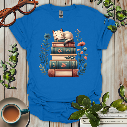 Botanical Book Lover's Cat T-Shirt