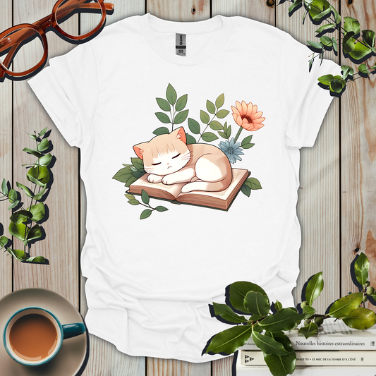 Sleeping Cat Book Lover T-Shirt
